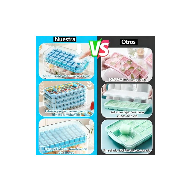 Molde para Hielos de 200 Cubitos, 4 Bandeja y Pala,