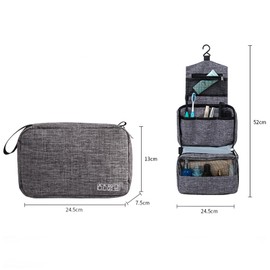 Hanging Pouch, Toiletry, Hanging Toiletry Bag, Toiletry Pouch, Waterproof, Large Capacity, Travel Pouch, Small Items, Storage, Toiletry Bag, Includes Hook, Business Trip, Travel, Lightweight, Gray,
