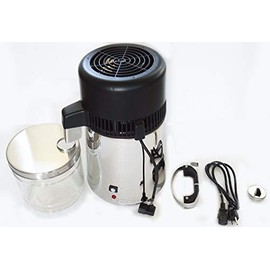 INTBUYING 4L/1Gal Stainless Steel Water Distiller with Glass Jar, 110V Automatic Home & Lab Water Purifier Machine 750W Countertop Water Distiller