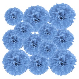 PATIKIL 4"/6"/8" Tissue Pom Pom Flowers 12 Pcs Paper Flower Balls for Wedding Bridal Shower Birthday Bee Cellorette Party Background Decoration Lake Blue