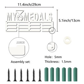 CREATCABIN My Medals Medal Medal Holder Medal Hanger Display Rack Sports Metal Hanging Awards Iron Small Mount Decor for Wall Home Badge Soccer Gymnastics Swimming White 11.4 x 5.1 Inch