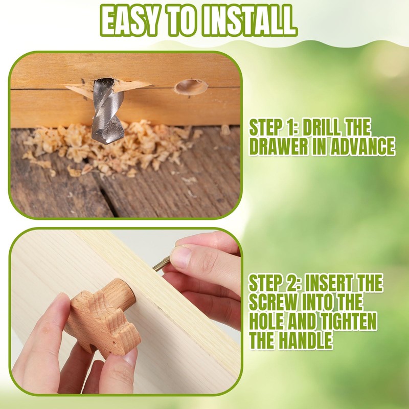 Burbell 8 Pcs Wooden Animal Cabinet Knobs Wood Drawer Knobs