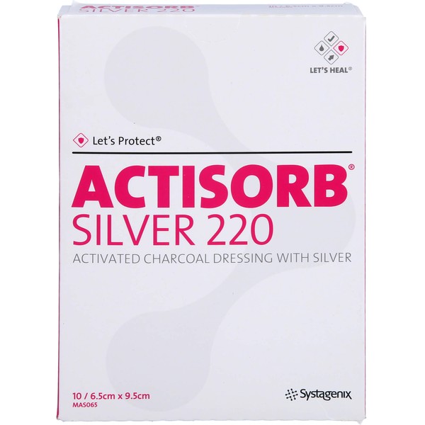 ACTISORB Silver 220 6,5 cm x 9,5 cm sterile Kompressen Reimport EMRAmed, 10 pcs. Compresses