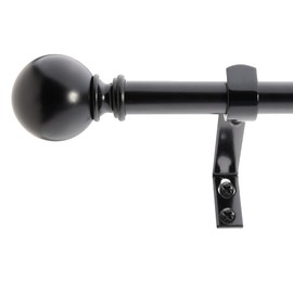 Decopolitan 5/8" Classic Ball Curtain Rod Set, 26 to 48 Inches, Black Oil
