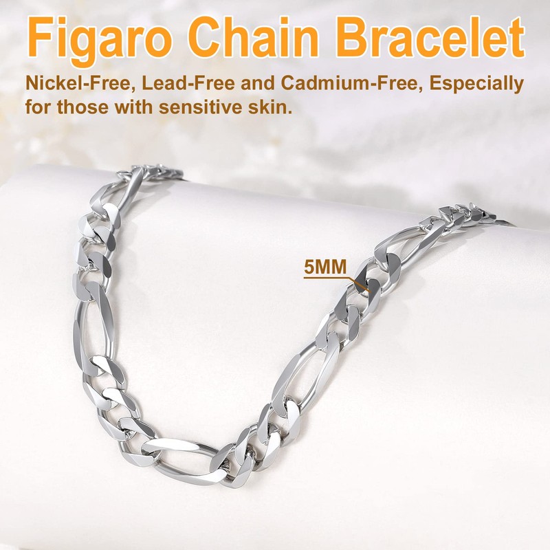 SILVERCUTE Figaro Chain Tennis Bracelets for Women Men Adjustable Bracelet