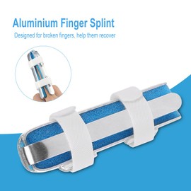 4-Sided Finger Splint, Aluminium Finger Support Brace Finger Stabilizer with Adjustable Fixing Belt Finger Straightener Correction Splint with Built-in Aluminium Support Padded(L)