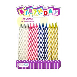 LLILYKAI Multicolor Spiral Birthday Candles 24ct Yellow,blue,multicolor,white,pink Small & Light