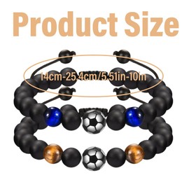 Fussball Armband Geschenke für Jungen, 2 stück Naturstein 3D Fußballarmband, Fussball Sachen, Fussball Geschenke Jungen, 5 6 7 8 9 10 11 12 Jahre Jungs Geburtstagsgeschenk