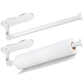 2-Pack Paper Towel Holder Under Cabinet, Self-Adhesive, Transparent Acrylic, Practical & Rust-Resistant, Fits Standard Rolls, No-Drill Installation, Wall Mount