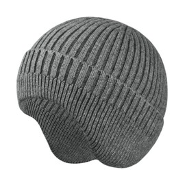 Cozlly Women's Knitted Beanie Hat, Men's Winter Hat with Ear Flaps, Warm Hat, Soft Chunky Knit Hat, Winter, Beanie Hat, Unisex for Women and Men, gray