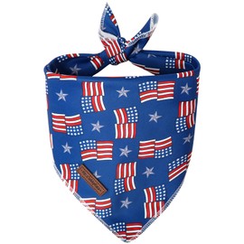 MR.CHUBBFACE American Flag Dog Bandana, 4th of July Cotton Bandana for Small Medium Large Dogs, Adjustable Pet Triangle Bibs Scarf