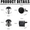 LOYALLOOK 8pcs Mens Carbon Fiber Cufflinks and Shirt Studs Set