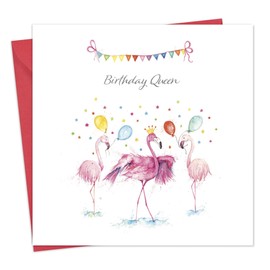 Twizler Birthday Card Flamingo Birthday Queen - Happy Birthday Card for Women - Birthday Card for Her - Card for Wife or Girlfriend or Partner
