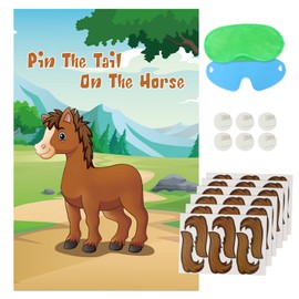 Waenerec Pin The Tail on The Horse Game with 36 Tail Stickers for Cowboy Party Favor Toys Boys and Girls Birthday Party Decorations Horse Party Games for Kids…