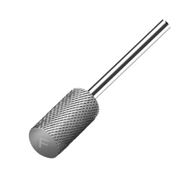 Lavinda Professional Flat Top Large Barrel Silver Carbide Bit, 3/32'' Electric Nail File Machine Head Tip for Manicure Pedicure Cuticle Gel Polishing, Beginners Bits, Fine-F