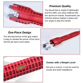 Reicyfang 8 in 1 Multifunctional Sink Bathroom Wrench, Wrench Faucet Plumbing Tool, Plumber Sink Wrench Installation Pipe Extractor, Household Water Pipe Faucet Washing Basin Repair Removal Tool