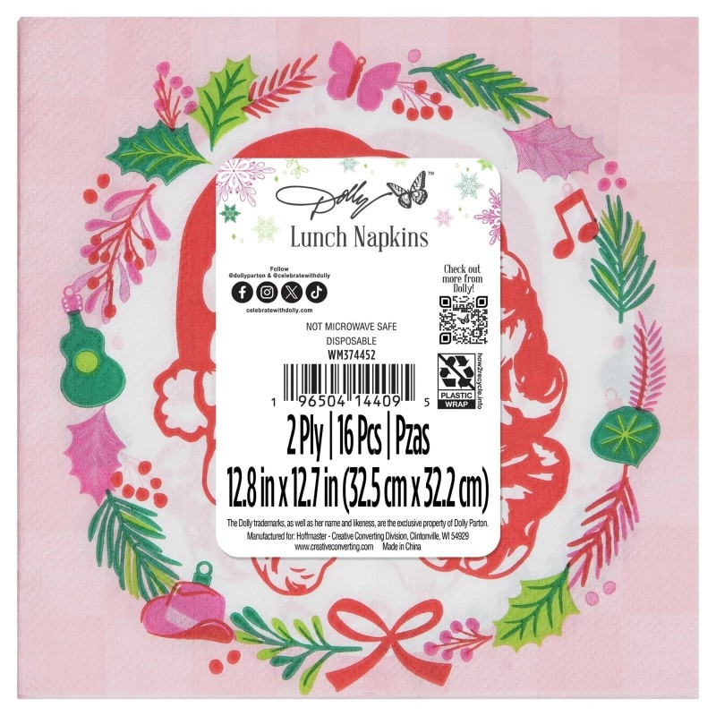 Dolly Parton Holly Dolly Christmas 2 Ply Paper Lunch Napkins