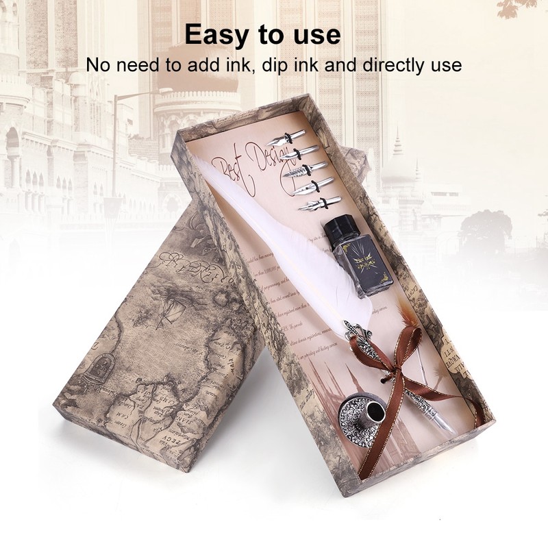 Classical Retro Fountain Pen Feather Dip Pen Writing Pen Gift