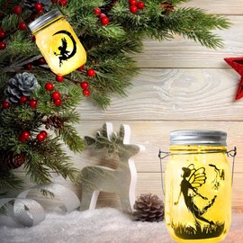 ANGMLN Upgraded Solar Mason Jar Lid Lights, 10 Pack 30 LED Fairy Firefly String Lids Lights Including (10 pcs Hangers+ 3 Fairy Decor),for Wedding Patio Garden Party Decorations (No Jars)