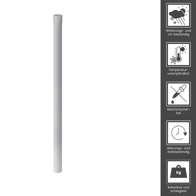 INEFA Downpipe 100 cm, PVC DN75 / 75 mm, Grey,