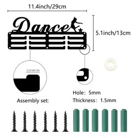 CREATCABIN Dance Medal Hanger Display Medal Holder Rack Sports Metal Hanging Awards Iron Small Mount Decor Awards for Wall Home Badge Race Dance Women Gymnastics Ballet Medalist Black 11.4 x 5.1 Inch