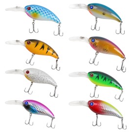 Crankbait Fishing Lure Kit, 8 Pieces Deep Diving Swimbait Topwater Bass Fishing Bait Hard Baits Minnow Crank Bait Bait for Bass Trout Salmon Freshwater Saltwater