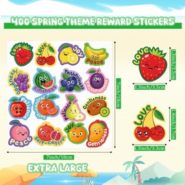 Cinrobiye 400 Fruit of The Spirit Stickers Summer Back to School Religious Sticker Teacher Reward Motivational Good Job Labels Bible Cute Stickers for First Day of School Homework Classroom