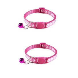 Tafeiya 2 Pack Cat Collars Safety Collar With Quick Release Break Away Buckle and Bell, Adjustable Cute Kitten Collar Suitable for all Domestic Cats (Pink/Pink)