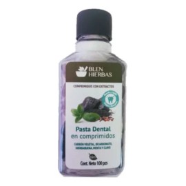 Pasta Dental Comprimidos 100 Pzas Carbon Vegetal Hierbabuena