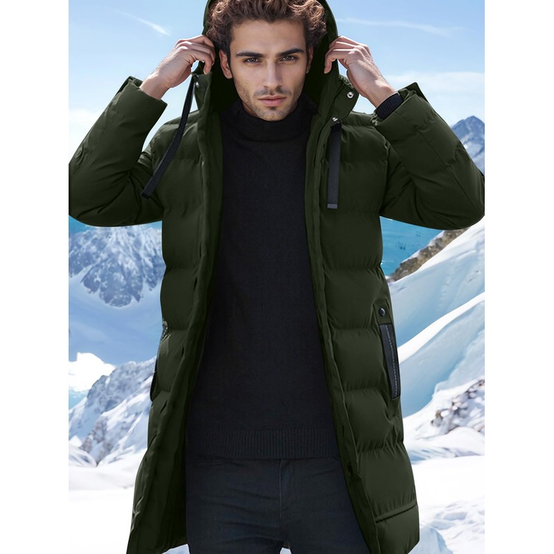 Ogfao Men's Long Winter Coats Heavy Puffer Jacket with Hood