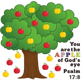 Pajean 86 Pcs Classroom Tree Bulletin Board Set Fall Church Tree Bulletin Board Cutouts Autumn Classroom Tree Wall Decor Seasonal Apples Tree for Home Elementary School Teacher Chalkboard Supplies
