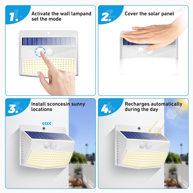 Solar Lights Outdoor Motion Sensor [138 LED/6 Packs] Solar Security