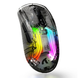 Wireless Gaming Mouse With Full Transparent Design,Double Mode 2.4G/Bluetooth Mouse,3D RGB Backlit,Ergonomic Silent Mouse with 7 Buttons,Rechargeable Wireless Computer Mice for Laptop,PC,Mac(Black)