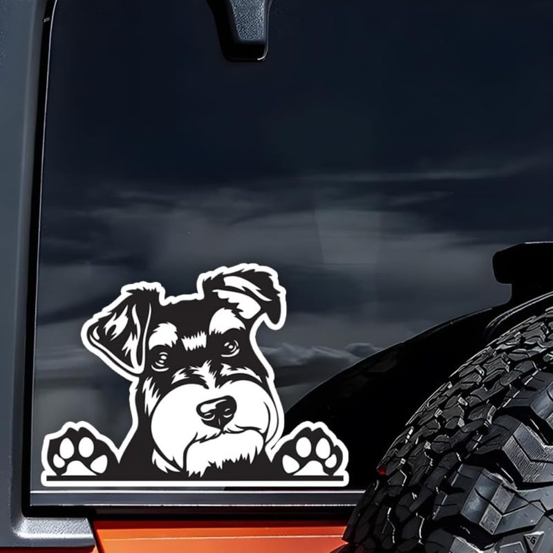 DK339 Cute Miniature Schnauzer Stickers 15 x 11 cm Hide