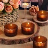HAVITI 24 pcs Large Tea Light Holders, Amber Glass Candle