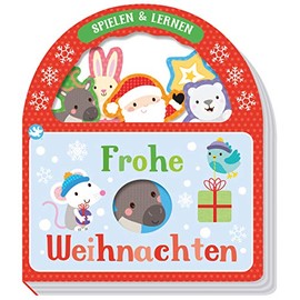 Frohe Weihnachten: Pappebuch mit Tragegriff und Guckloch