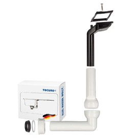 tecuro Sink Overflow Set Horizontal Drain for Drainer Made to Measure (63.8 x 36.5 mm) Adjustable Thread Connection 1 Inch Plastic Black/White