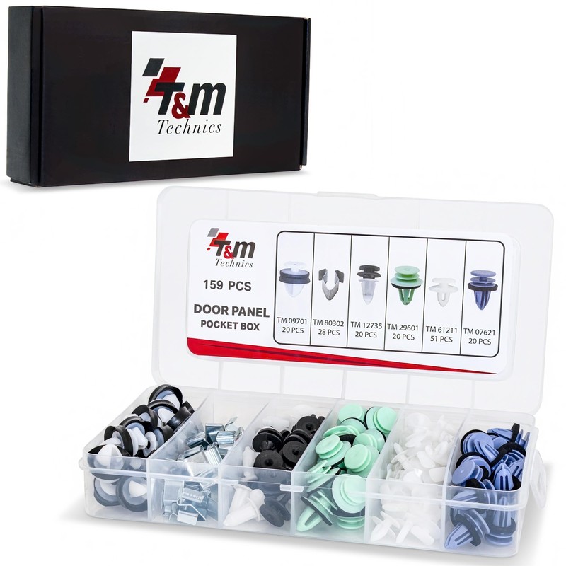 T&M TECHNICS® Box of 159 Universal Fasteners, Clips, Clips and