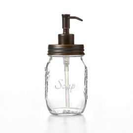 Mason Jar Soap and/or Lotion Dispenser for Hand Sanitizer, Liquid Soap or Hand/Body Lotion (Oil Rubbed Bronze, Single 16oz)