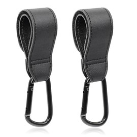 Heatunk Premium Black Leather Style Buggy Clips: Pram Hooks for Strollers, Prams, and Pushchairs - Award-Winning Design Loved by Parents - Pack of 2