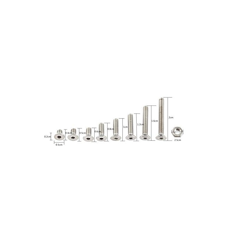 Tornillos M2.5 acero inoxidable 300pcs A2 hexagonal con surtido de