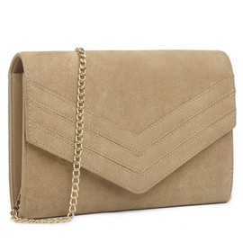 Miss Lulu Clutch Women's Envelope Pochette Evening Bag Fashion Elegant Chain Bag Women's Bag Clutch Bag Handbag Wedding Evening Bag, light brown, Retro