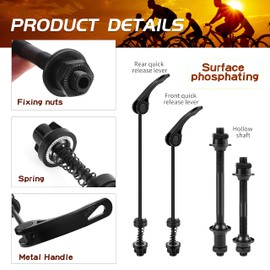 JSMTKJ 1 Pair Bicycle Hollow Shaft Quick Release Bicycle Axle Set Bicycle Skewers Rear Wheel Hollow Axle Bicycle Front Wheel Axle for 20, 22, 24, 26, 28 Inch Bicycle Axles (Black)