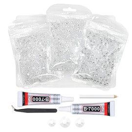 qiipii Transparent Resin Rhinestones w B7000 Jewelry Glue for Bedazzling Crafting 3mm 4mm 5mm Clear Flatback Jelly Stones Bulk SS10 SS16 SS20 Diamonds Gem for Nails Face Makeup Tumblers Bottles Crafts