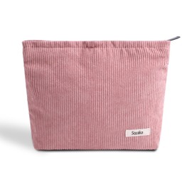 Cosmetic Bags for Women - Corduroy Cosmetic Bag Aesthetic Women Handbags Purses Smile Dots Makeup Organizer Storage Makeup Bag Girls Case Bags (Pure Pink)