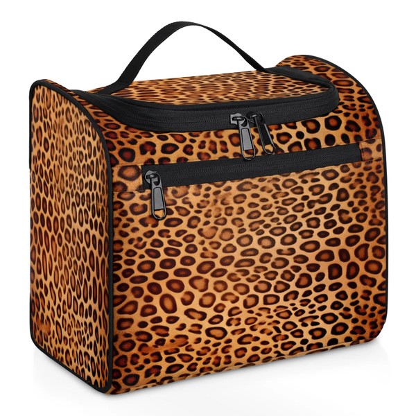 cfpolar Toiletry Bag for Women, Leopard Cheetah Hanging Travel Toiletry