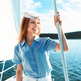 NUOBESTY Bow White Beret Hat Cap Vintage British Stewardess Hat Wool Flight Attendant Hat Costume Air Hostess Cap
