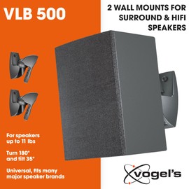 Vogel's VLB 500 - Juego de Soportes de Pared universales para Altavoces | Giratorio e inclinación, premontado, máx. 11 Libras (5 kg) | Embalaje Respetuoso con el Medio Ambiente | Negro | 2 Soportes