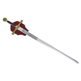 Munetoshi 41" Golden Excalibur Medieval Crusader Knight Sword with Display Plaque Cosplay