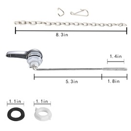 Much Hotter Universal Toilet Handle Tank Flush Lever Replacement - Front Mount, Chrome Finish with Stainless Steel Flapper Chains (Front)